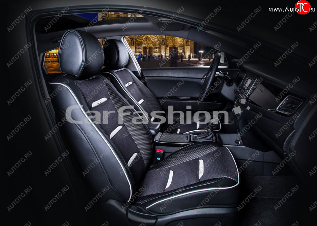 5 999 р. Накидка на сиденье экокожа черно-белая (4 предм.) (2шт.) Business CARFASHION CARFASHION 21446  с доставкой в г. Майкоп