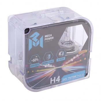 429 р. Лампа 24V H4 7570W P43t-38 +50% бокс (2шт.) MEGAPOWER MEGAPOWER 370-33-024  с доставкой в г. Майкоп. Увеличить фотографию 4