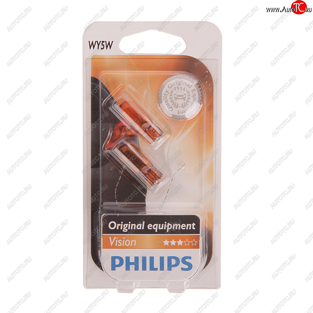 319 р. Лампа 12V WY5W W2.1x9.5d желтая блистер (2шт.) Yellow PHILIPS PHILIPS 12396nab2  с доставкой в г. Майкоп