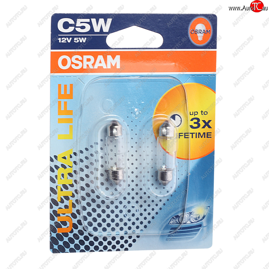 278 р. Лампа 12V C5W SV8.5-8 блистер (2шт.) Ultra Life OSRAM OSRAM 6418ult-02b  с доставкой в г. Майкоп