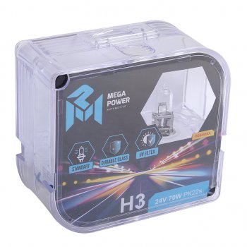 201 р. Лампа 24V H3 70W PK22s бокс (2шт.) Standart MEGAPOWER MEGAPOWER 370-33-016  с доставкой в г. Майкоп. Увеличить фотографию 4