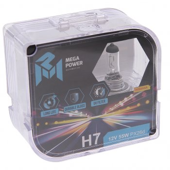 281 р. Лампа 12V H7 55W PX26d бокс (2шт.) Long Life MEGAPOWER MEGAPOWER 370-33-031  с доставкой в г. Майкоп. Увеличить фотографию 1