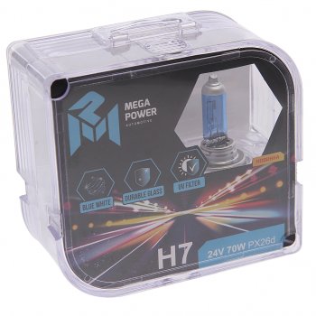 349 р. Лампа 24V H7 70W PX26d бокс (2шт.) Blue White MEGAPOWER MEGAPOWER 370-33-035  с доставкой в г. Майкоп. Увеличить фотографию 1