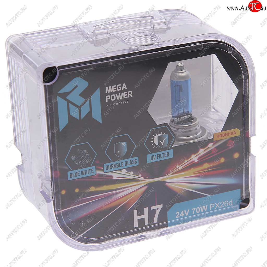 349 р. Лампа 24V H7 70W PX26d бокс (2шт.) Blue White MEGAPOWER MEGAPOWER 370-33-035  с доставкой в г. Майкоп