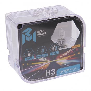 185 р. Лампа 12V H3 55W PK22s бокс (2шт.) Standart MEGAPOWER MEGAPOWER 370-33-014  с доставкой в г. Майкоп. Увеличить фотографию 1