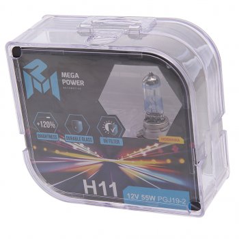 639 р. Лампа 12V H11 55W PGJ19-2 +120% бокс (2шт.) MEGAPOWER MEGAPOWER 370-33-007  с доставкой в г. Майкоп. Увеличить фотографию 1