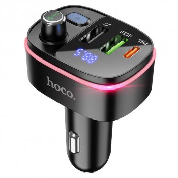 1 299 р. Устройство зарядное в прикуриватель с трансмиттером (bluetooth,hands free) HOCO HOCO e62 black  с доставкой в г. Майкоп. Увеличить фотографию 2