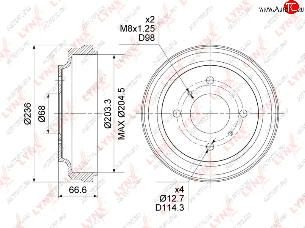 3 099 р. Барабан тормозной NISSAN Almera задний (1шт.) LYNX LYNX bm1114  с доставкой в г. Майкоп