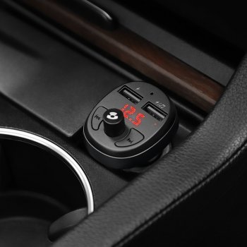 999 р. Устройство зарядное в прикуриватель с трансмиттером (bluetooth,hands free) HOCO HOCO e41 black HOCO e41 black  с доставкой в г. Майкоп. Увеличить фотографию 6