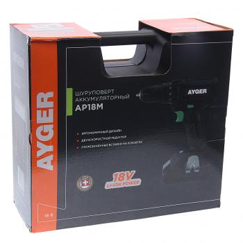 4 649 р. Дрель-шуруповерт аккумуляторный 18.0В 2.0Ач (2АКБ Li-Ion,кейс) AYGER AYGER ap18m  с доставкой в г. Майкоп. Увеличить фотографию 4