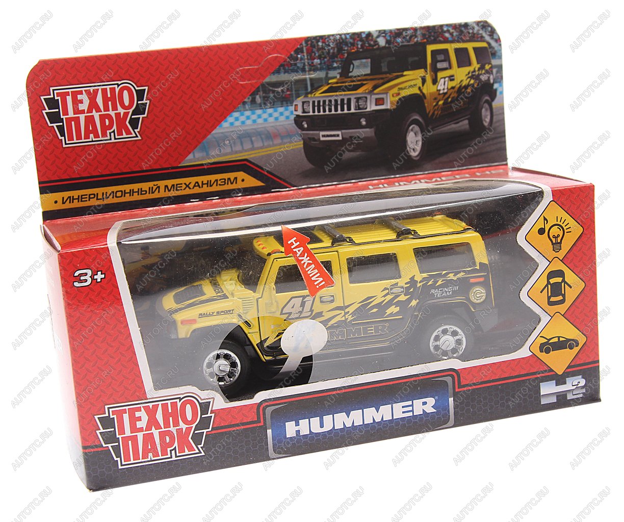 1 449 р. Модель автомобиля HUMMER H2 Спорт металлическая (свет, звук) ТЕХНОПАРК ТЕХНОПАРК hum2-12slsrt-ye  с доставкой в г. Майкоп