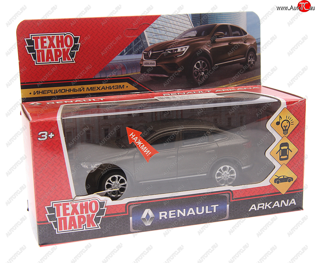 1 449 р. Модель автомобиля RENAULT Arkana металлическая (свет, звук) ТЕХНОПАРК ТЕХНОПАРК arkana-12slfil-bn  с доставкой в г. Майкоп