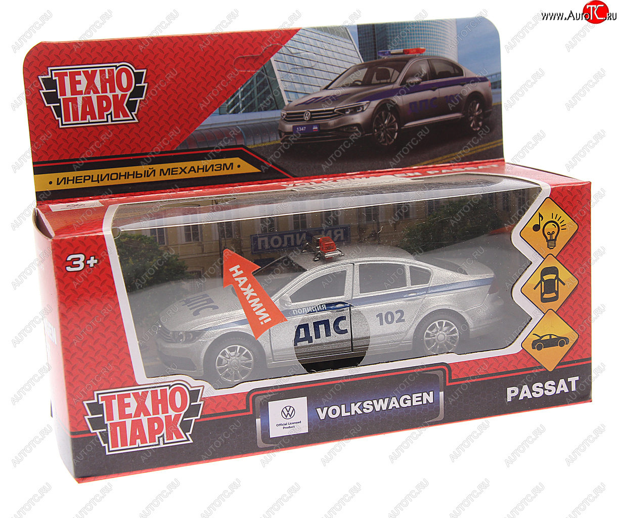 1 449 р. Модель автомобиля VW Passat металлическая (свет, звук) ТЕХНОПАРК ТЕХНОПАРК passat-12slpol-sr  с доставкой в г. Майкоп