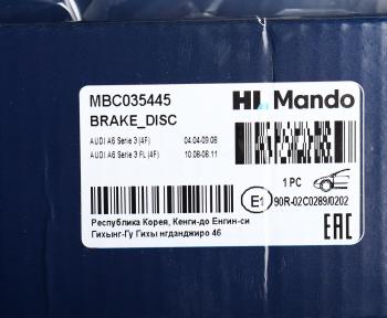 3 799 р. Диск тормозной AUDI A6 (05-) передний (1шт.) MANDO MANDO mbc035445 MANDO mbc035445  с доставкой в г. Майкоп. Увеличить фотографию 5