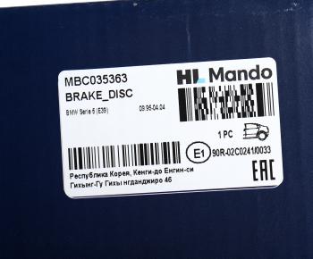 2 569 р. Диск тормозной BMW 5 (E39) (96-) задний (1шт.) MANDO MANDO mbc035363 MANDO mbc035363  с доставкой в г. Майкоп. Увеличить фотографию 4