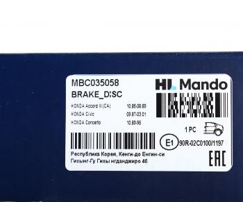 2 039 р. Диск тормозной HONDA Jazz задний (1шт.) MANDO MANDO mbc035058 MANDO mbc035058  с доставкой в г. Майкоп. Увеличить фотографию 4