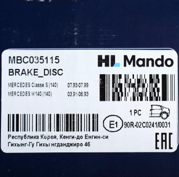 3 699 р. Диск тормозной MERCEDES (W140) задний (1шт.) MANDO MANDO mbc035115 MANDO mbc035115  с доставкой в г. Майкоп. Увеличить фотографию 4