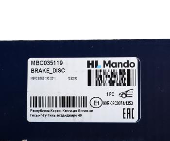 3 699 р. Диск тормозной MERCEDES 190 (W201) передний (1шт.) MANDO MANDO mbc035119 MANDO mbc035119  с доставкой в г. Майкоп. Увеличить фотографию 6