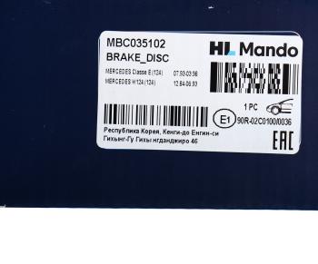 2 869 р. Диск тормозной MERCEDES E (W124) передний (1шт.) MANDO MANDO mbc035102 MANDO mbc035102  с доставкой в г. Майкоп. Увеличить фотографию 5