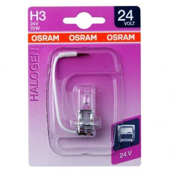 329 р. Лампа 24V H3 70W PK22s блистер (1шт.) OSRAM OSRAM 64156-01b  с доставкой в г. Майкоп. Увеличить фотографию 1