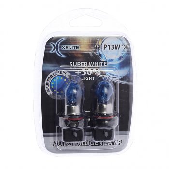 1 129 р. Лампа 12V P13W PG18.5d-1+30% 4000К блистер (2шт.) Super White XENITE XENITE 1007070  с доставкой в г. Майкоп. Увеличить фотографию 1