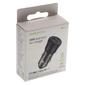 272 р. Устройство зарядное в прикуриватель 1USB + 1 Type C 12V BOROFONE BOROFONE bz25 transparent black  с доставкой в г. Майкоп. Увеличить фотографию 4
