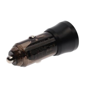 272 р. Устройство зарядное в прикуриватель 1USB + 1 Type C 12V BOROFONE BOROFONE bz25 transparent black  с доставкой в г. Майкоп. Увеличить фотографию 3