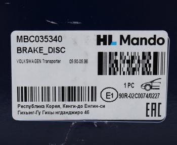 3 889 р. Диск тормозной VW T4 передний (280х24) (1шт.) MANDO MANDO mbc035340 MANDO mbc035340  с доставкой в г. Майкоп. Увеличить фотографию 7