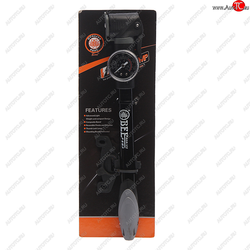 1 249 р. Насос велосипедный алюминиевый с манометром 21x304мм BEE PUMP BEE PUMP m21b-03a  с доставкой в г. Майкоп
