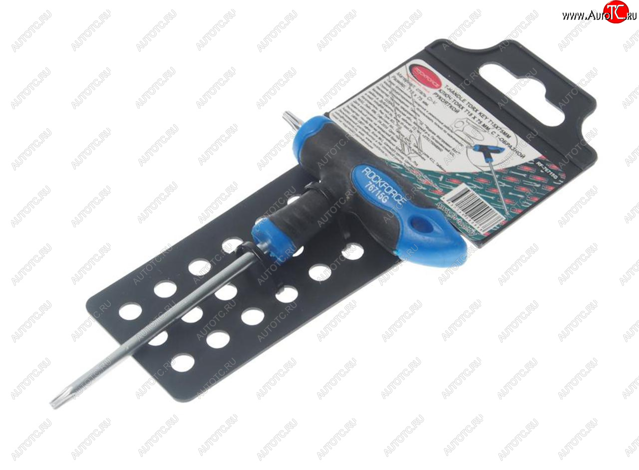 319 р. Ключ TORX Т-образный T15х75мм с резиновой ручкой с держателем ROCKFORCE ROCKFORCE rf-76715g  с доставкой в г. Майкоп