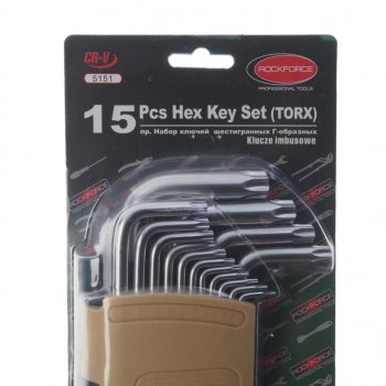 1 439 р. Набор ключей TORX Т6-Т60 Г-образных 15 предметов с держателем ROCKFORCE ROCKFORCE rf-5151  с доставкой в г. Майкоп. Увеличить фотографию 4