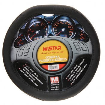 539 р. Оплетка руля (M) 37-39см черная со скошенным низом MISTAR MISTAR mis-flat-17stw20 bk (m)  с доставкой в г. Майкоп. Увеличить фотографию 1