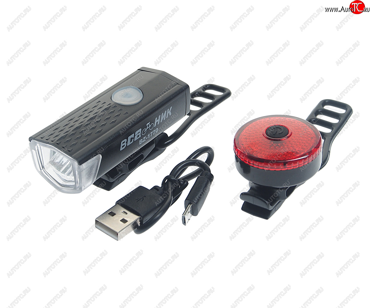 629 р. Фонарь велосипедный набор USB кабель с аккумулятором NO NAME bz-1770  с доставкой в г. Майкоп
