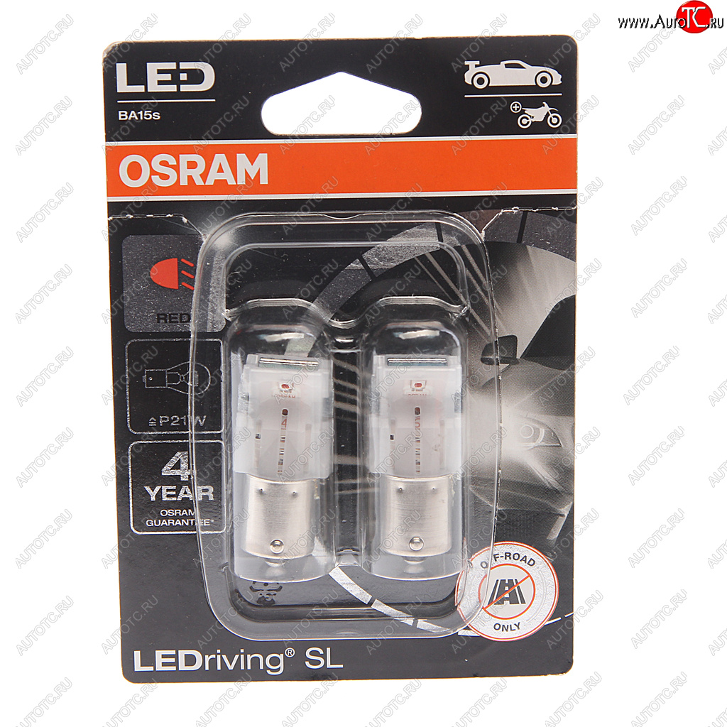 2 099 р. Лампа светодиодная 12V P21W BA15s блистер (2шт.) LEDriving SL Red OSRAM OSRAM 7506drp02b  с доставкой в г. Майкоп