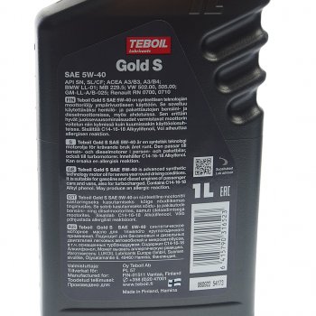 1 129 р. Масло моторное GOLD 5W40 синт.1л TEBOIL TEBOIL 55192  с доставкой в г. Майкоп. Увеличить фотографию 2