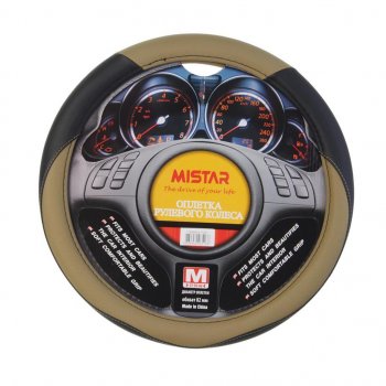 429 р. Оплетка руля (M) 37-39см черно-бежевая кожа MISTAR MISTAR mis-lt15a bkbe (m)  с доставкой в г. Майкоп. Увеличить фотографию 1