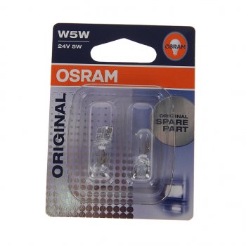 160 р. Лампа 24V W5W T10W W2.1x9.5d блистер (2шт.) OSRAM OSRAM 2845-02b  с доставкой в г. Майкоп. Увеличить фотографию 1