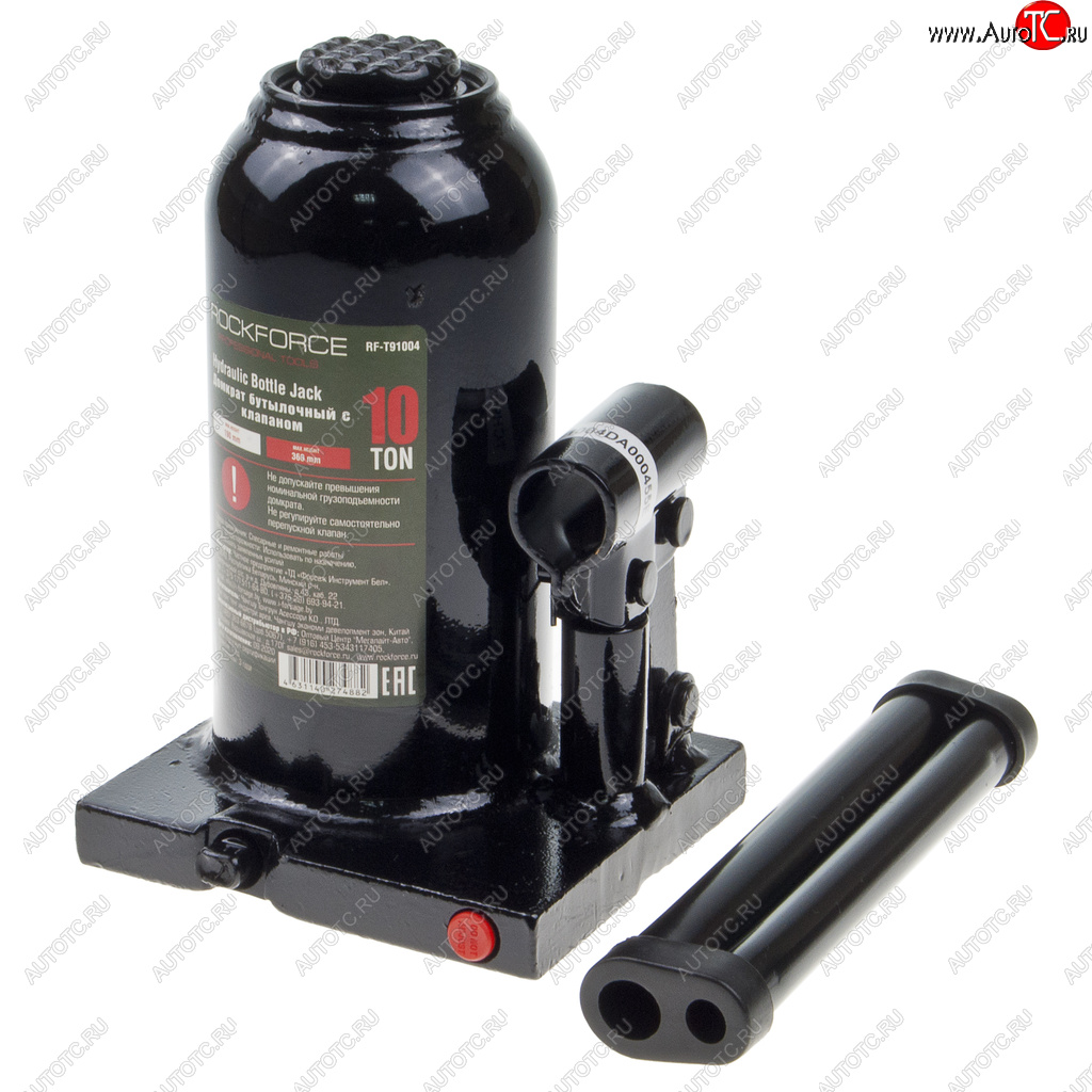 2 799 р. Домкрат бутылочный 10т 190-360мм с клапаном ROCKFORCE ROCKFORCE rf-t91004 ROCKFORCE rf-t91004  с доставкой в г. Майкоп
