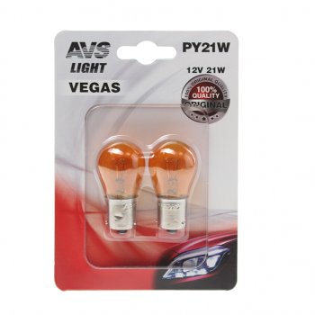 94 р. Лампа 12V PY21W BAU15s желтая блистер (2шт.) AVS AVS a78476s AVS a78476s  с доставкой в г. Майкоп. Увеличить фотографию 1