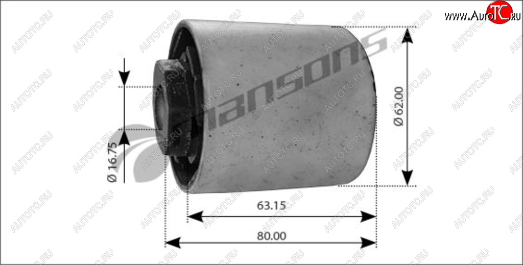 729 р. Сайлентблок MAN TGA,TGS,TGX стабилизатора кабины (16х6480х60) MANSONS MANSONS 400.554  с доставкой в г. Майкоп