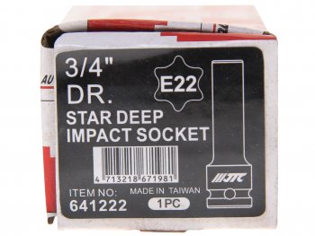 2 339 р. Головка торцевая 34 TORX E22 глубокая L=110мм JTC JTC TOOLS CO., LTD jtc-641222  с доставкой в г. Майкоп. Увеличить фотографию 5