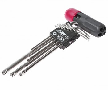 2 599 р. Набор ключей TORX T10Н-Т50H Г-образных с отверстием 9 предметов JTC JTC TOOLS CO., LTD jtc-3924  с доставкой в г. Майкоп. Увеличить фотографию 1