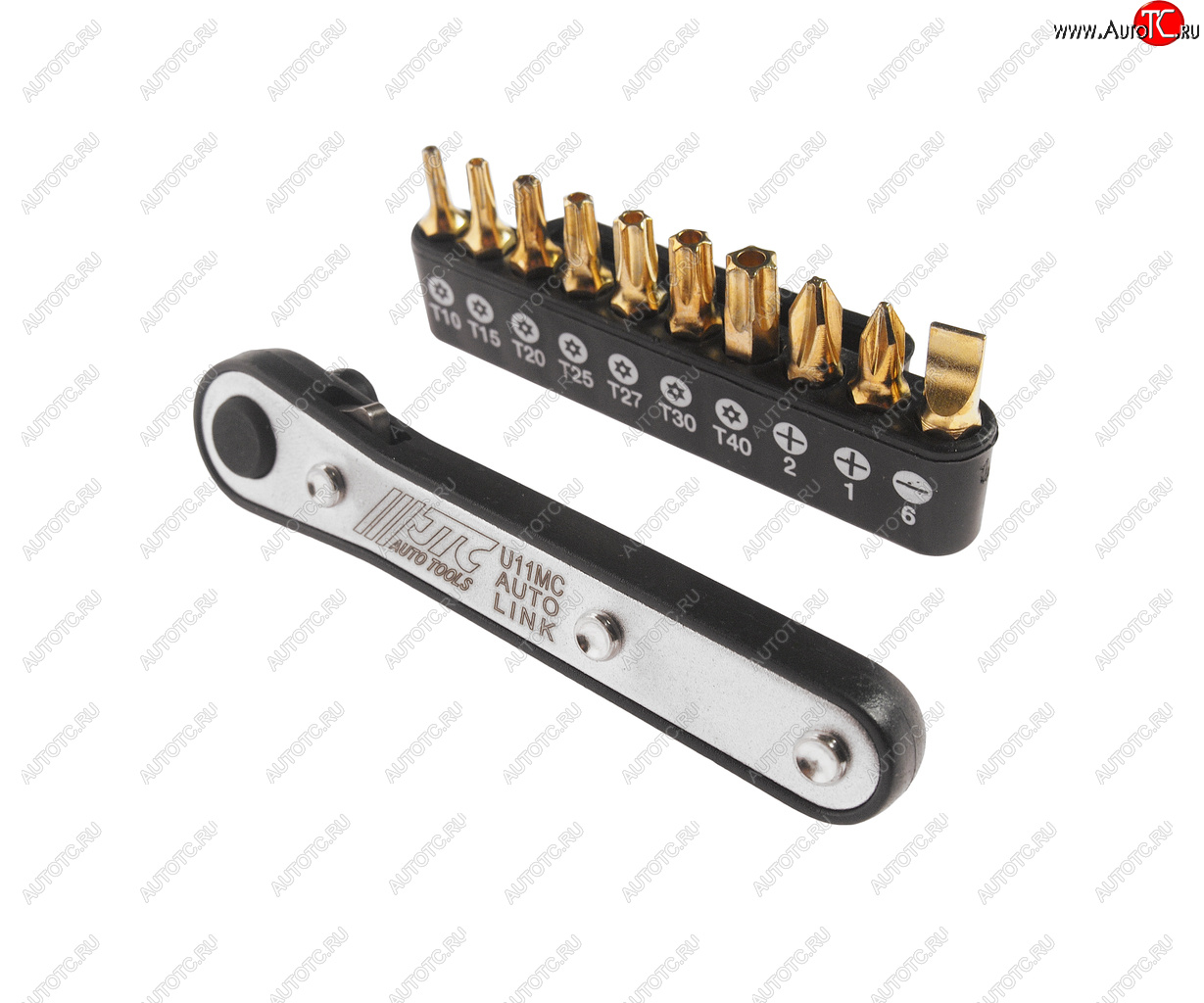1 299 р. Набор бит 14 SL6, PH1-2, TORX, Т10Н-Т40Н с ключом трещоткой 11 предметов JTC JTC TOOLS CO., LTD jtc-u11mc  с доставкой в г. Майкоп