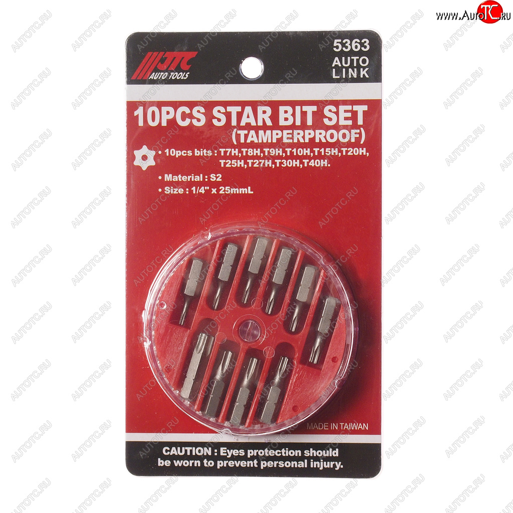 699 р. Набор бит 14 TORX T7H-T40H с отверстием 10 предметов в кейсе JTC JTC TOOLS CO., LTD jtc-5363  с доставкой в г. Майкоп
