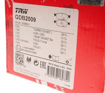 4 599 р. Колодки тормозные передние (4шт.) TRW Ford Focus ST 3 CB8 универсал (2012-2014)  с доставкой в г. Майкоп. Увеличить фотографию 2