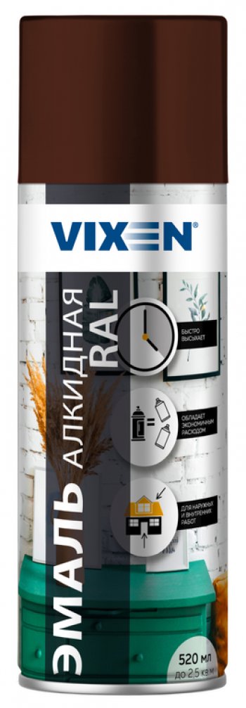 272 р. Краска коричневая аэрозоль 520мл универсальная VIXEN VIXEN vx-18012  с доставкой в г. Майкоп. Увеличить фотографию 1