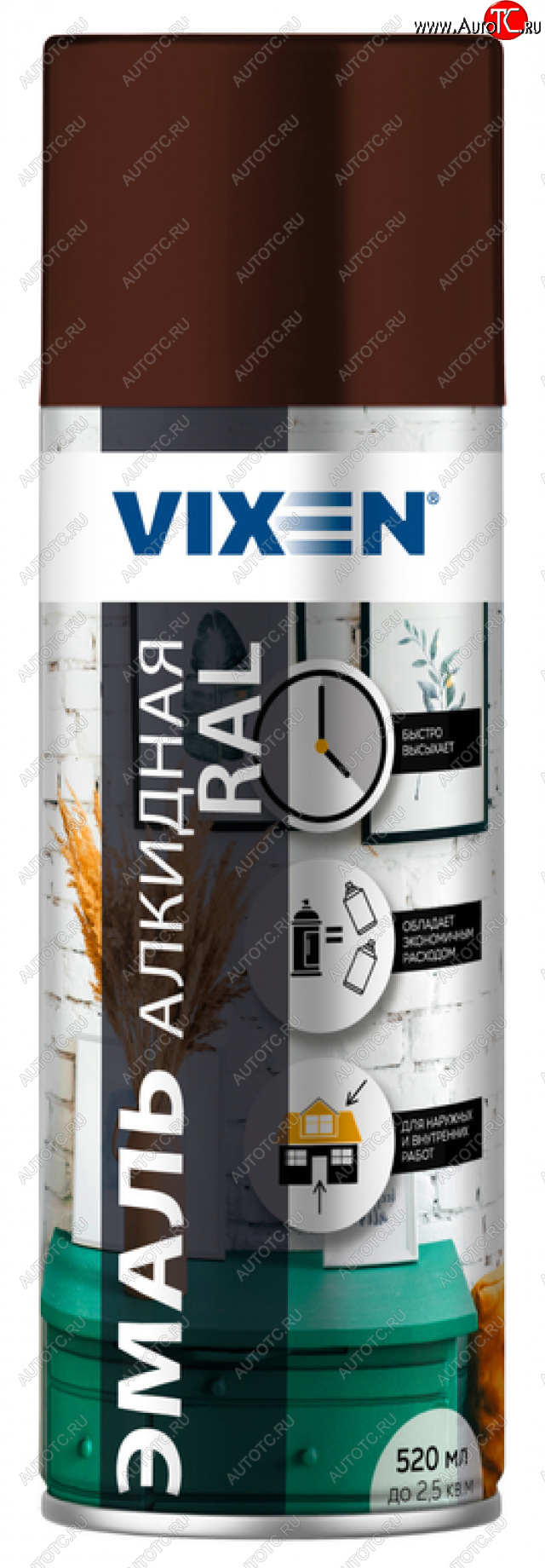 272 р. Краска коричневая аэрозоль 520мл универсальная VIXEN VIXEN vx-18012  с доставкой в г. Майкоп