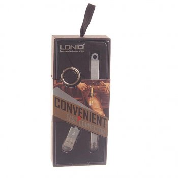 76 р. Кабель iPhone (5-)micro-USB 0.13м серебристый брелок LDNIO LDNIO lc-89sv  с доставкой в г. Майкоп. Увеличить фотографию 1