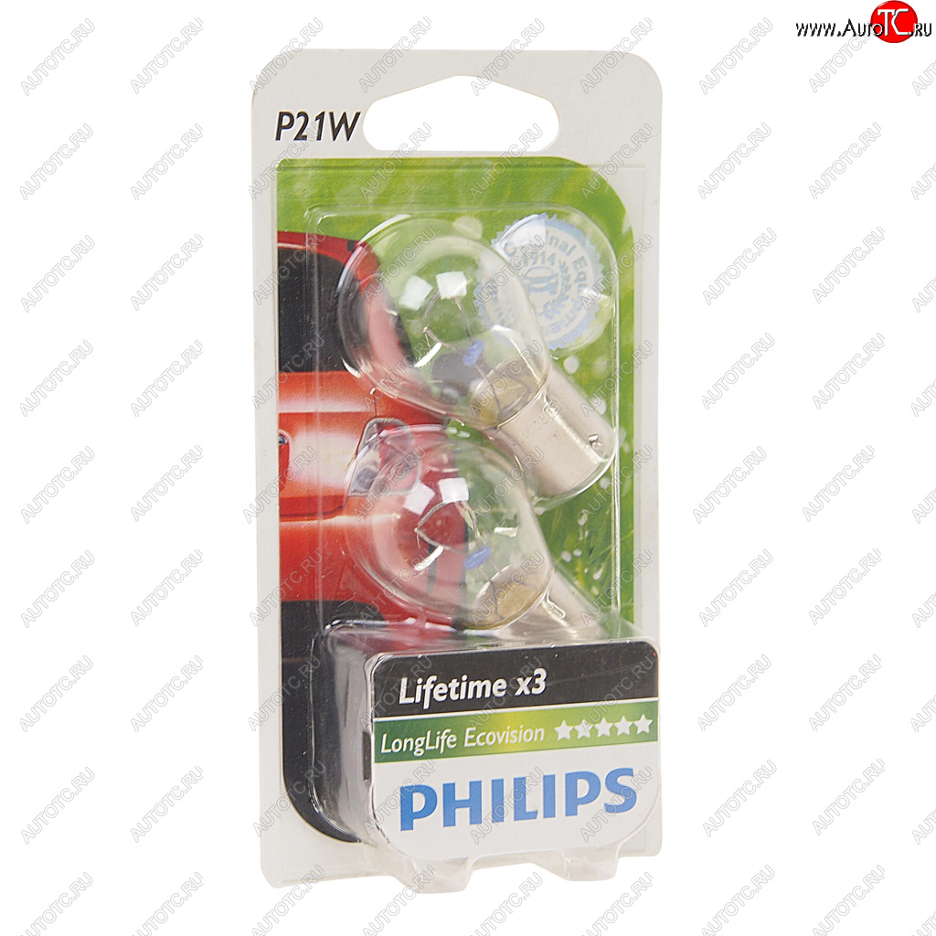 284 р. Лампа 12V P21W BA15s блистер (2шт.) Long Life Eco Vision PHILIPS PHILIPS 12498llecob2  с доставкой в г. Майкоп