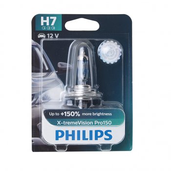 1 689 р. Лампа 12V H7 55W PX26d +150% блистер (1шт.) X-Treme Vision Pro 150 PHILIPS PHILIPS 12972xvproбл  с доставкой в г. Майкоп. Увеличить фотографию 1
